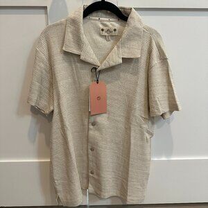 NWT Free Planet Textured Button-Down Shirt – Beige, Small